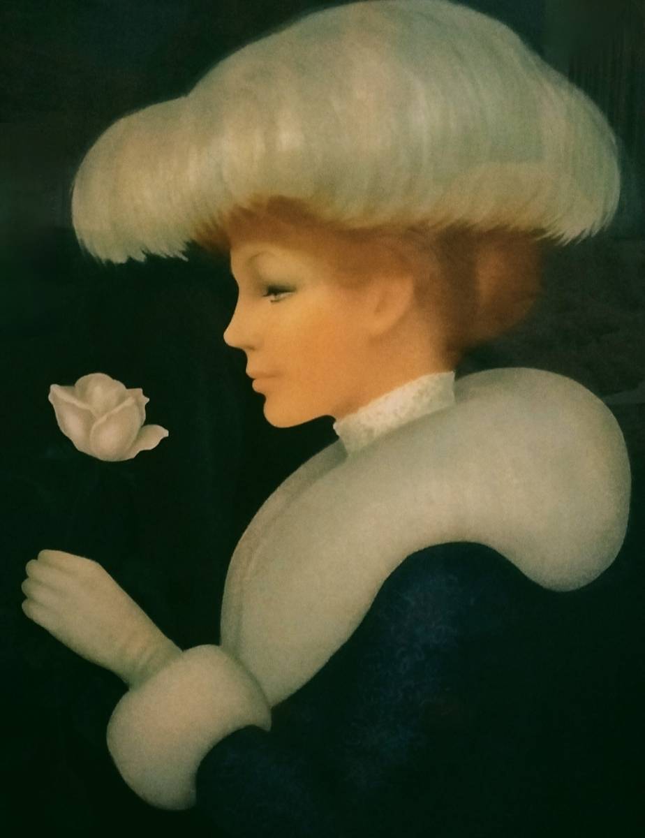 Vends superbe tableau "L’Élégante à la rose blanche" signé Guy Seradour et numéroté 11/100, excellent état