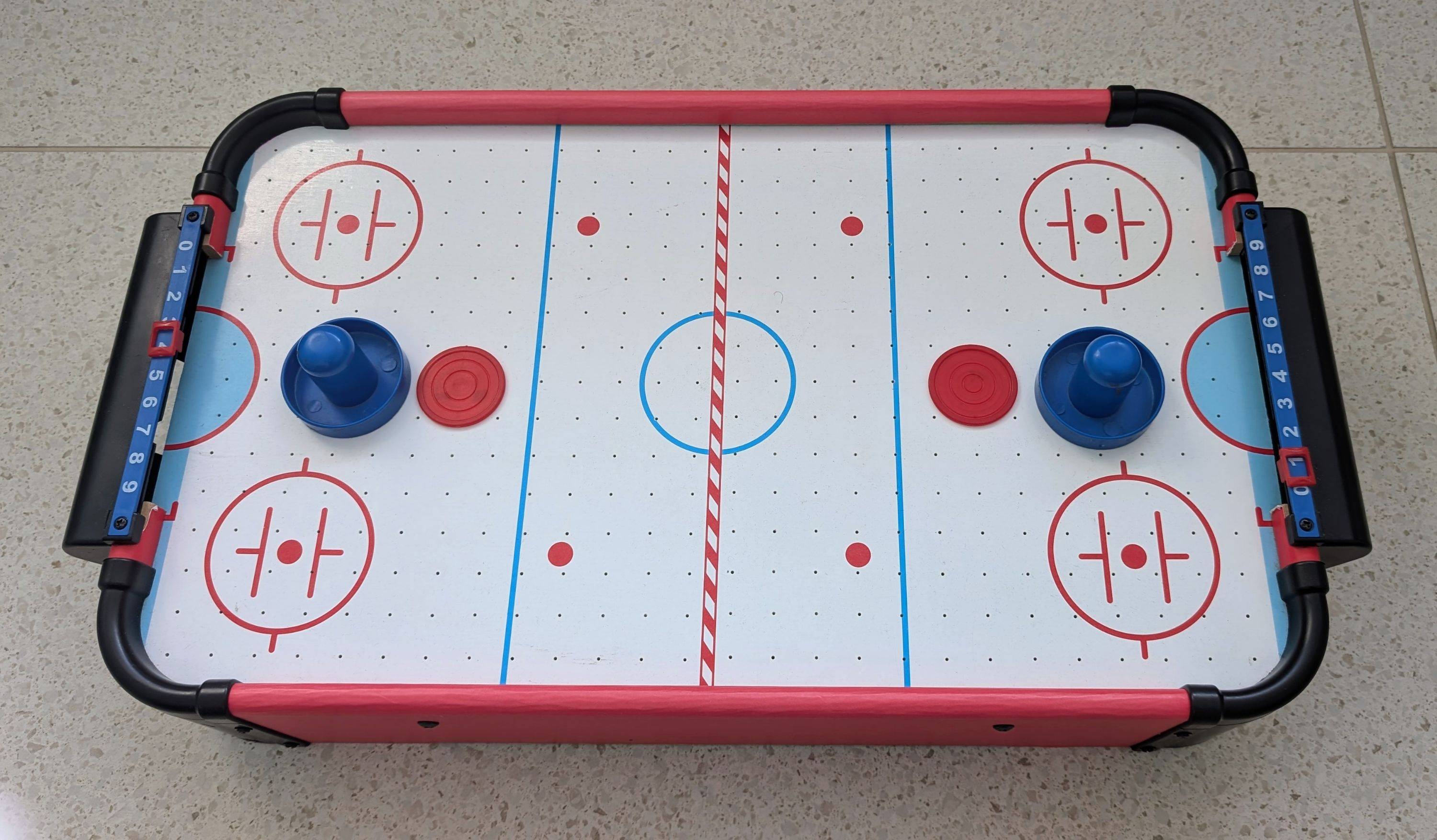 Petite table portative de air hockey avec air pulsé, pour enfant ou ado - en bois