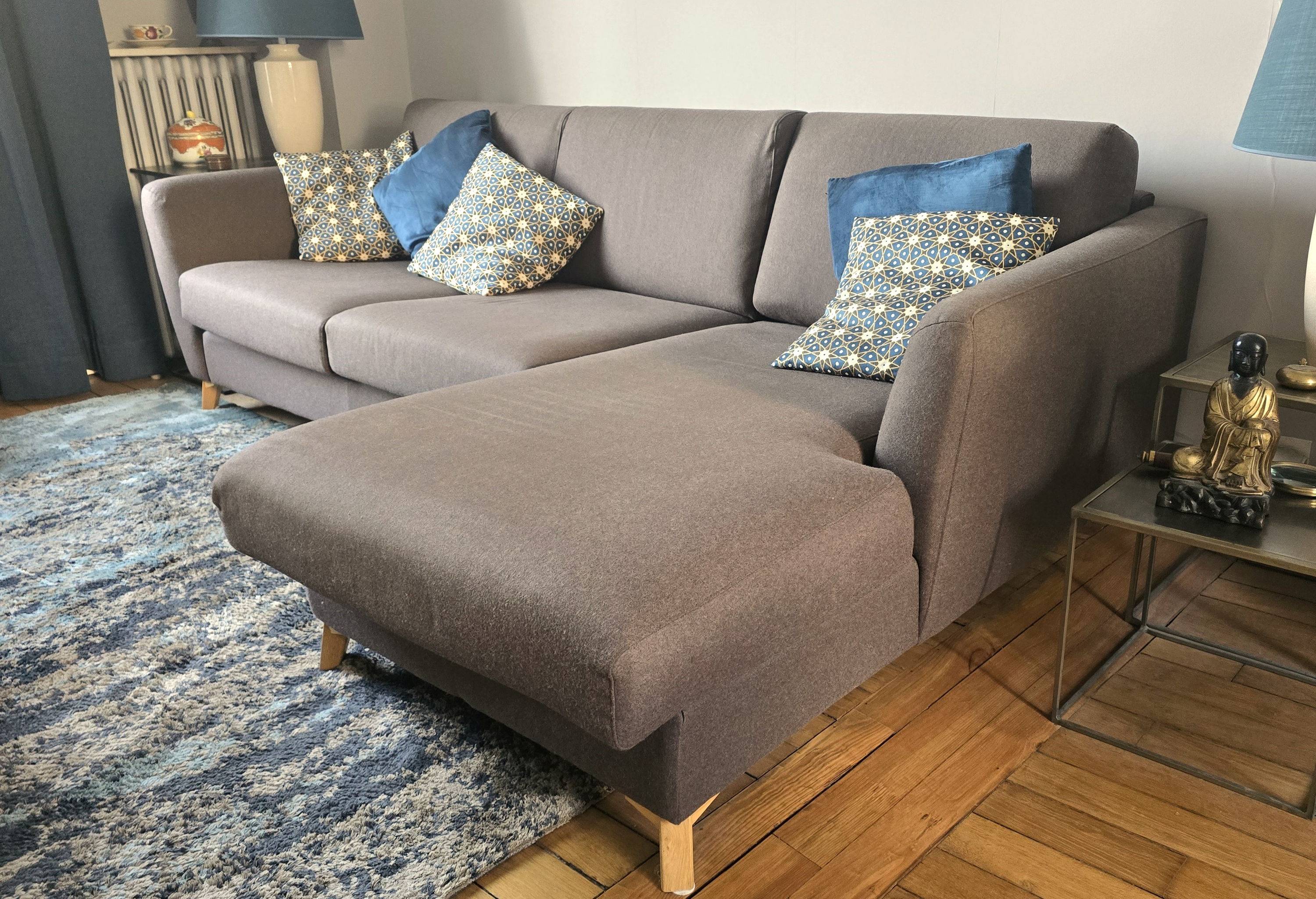 Vends canapé d'angle avec méridienne SITS 238x160 en parfait état