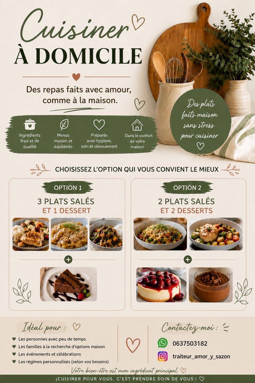 Propose service de cuisinière à domicile