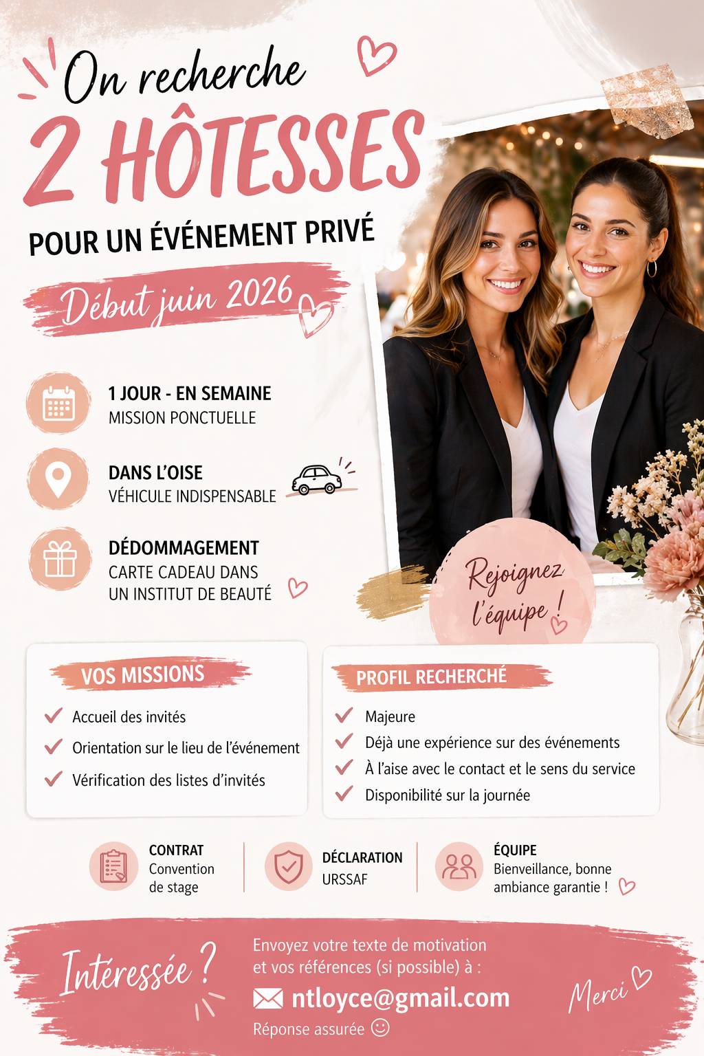Recrute stagiaire Hôtesses événementielle
