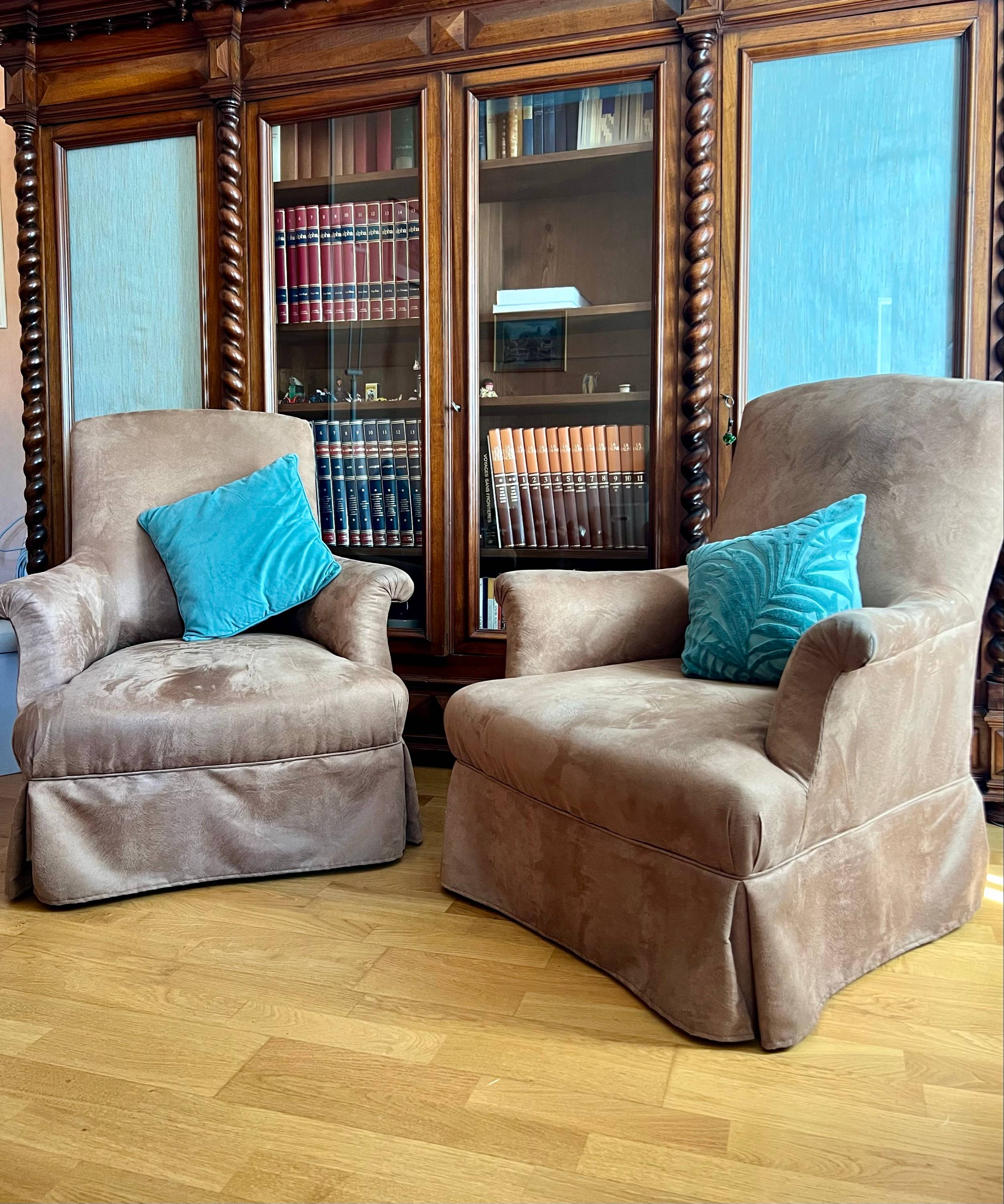 Vends paire de fauteuils marron