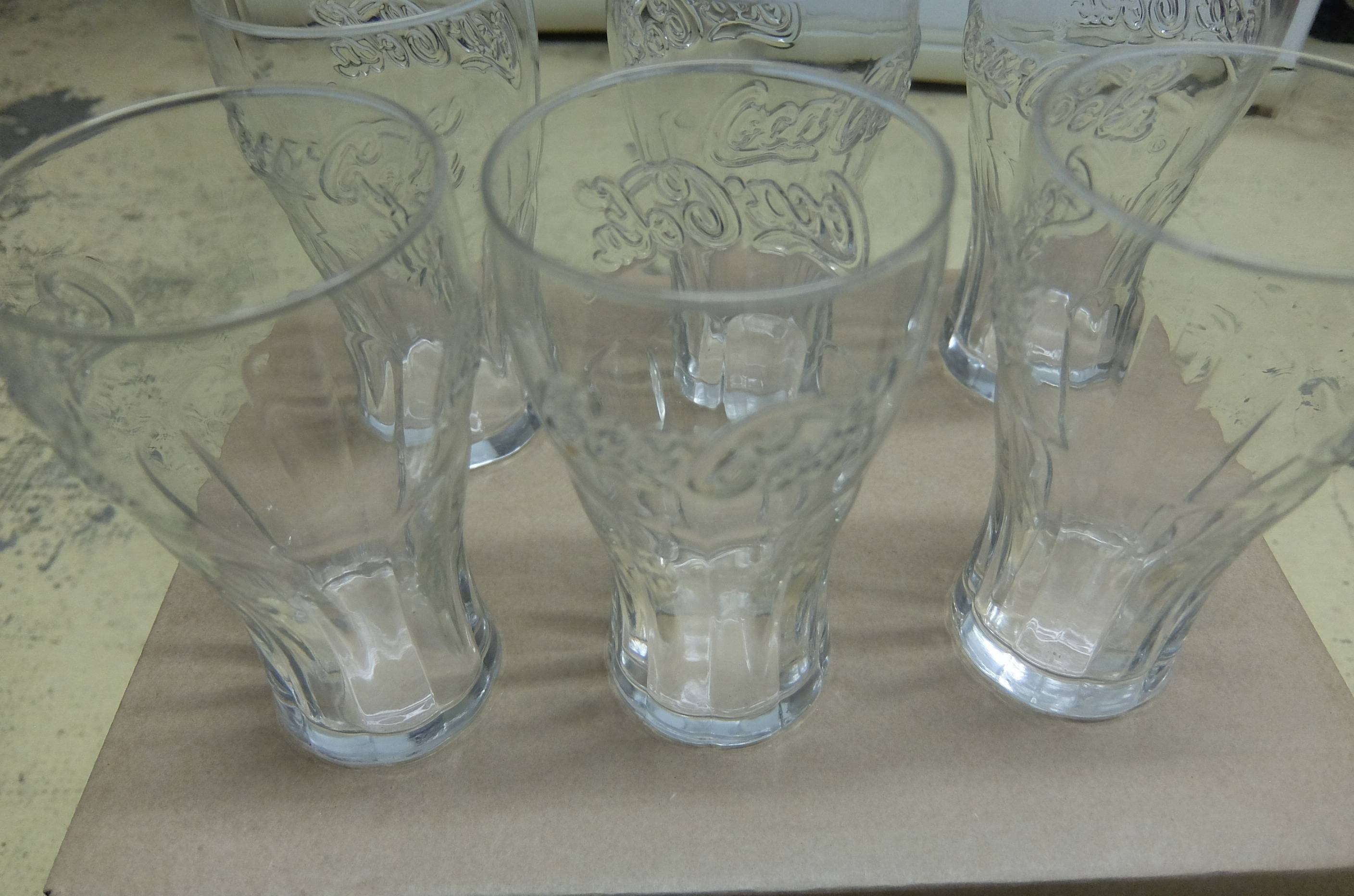 Vends lot de 6 verres en verre transparent Coca-Cola