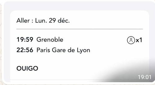 Propose billet de train OuiGo le 29 décembre