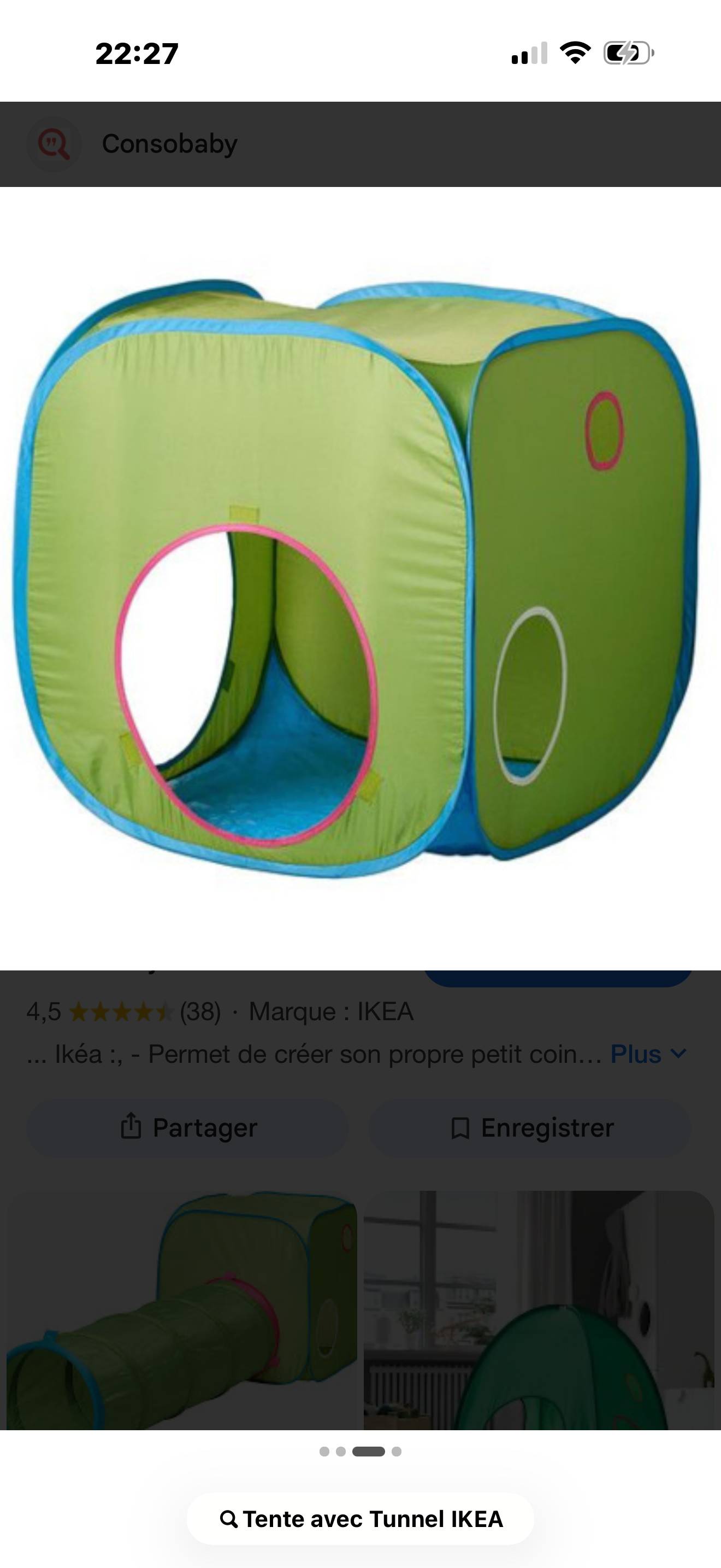 Vends tente IKEA + 2 tunnels