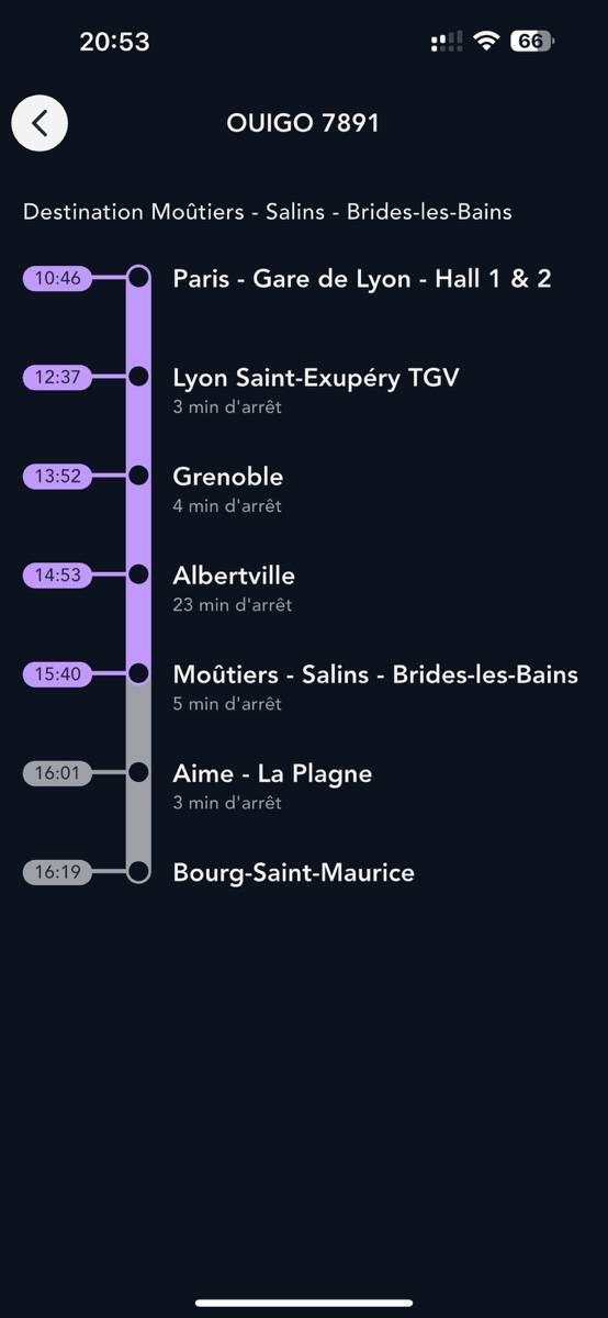 Vends billet de train Paris → Albertville / Moutiers-salins le 27 décembre à 10h26