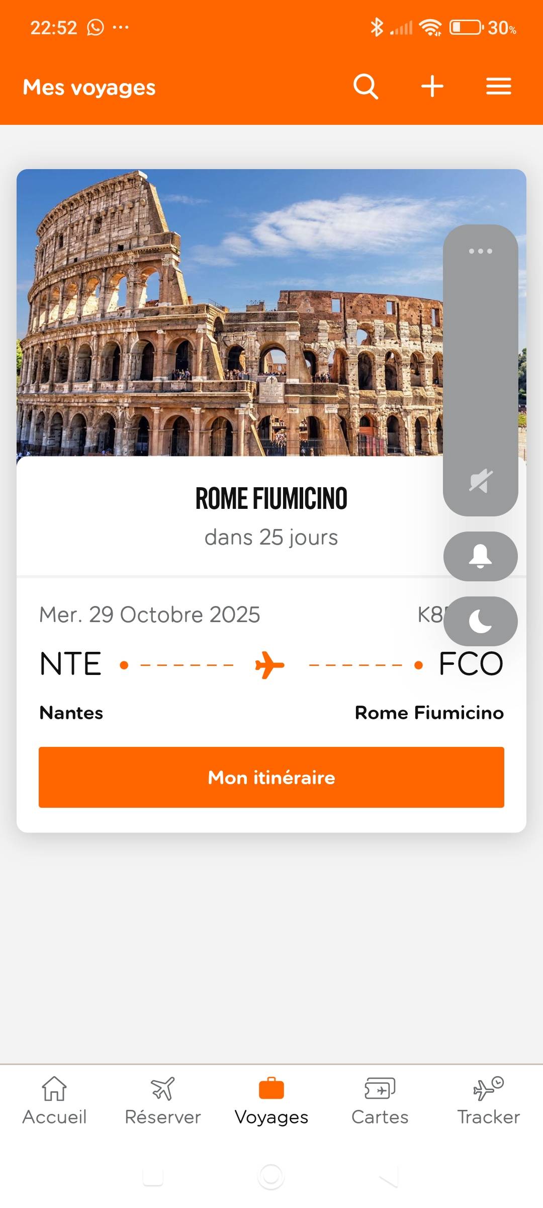 Propose billet d’avion Nantes → Rome le 29 octobre