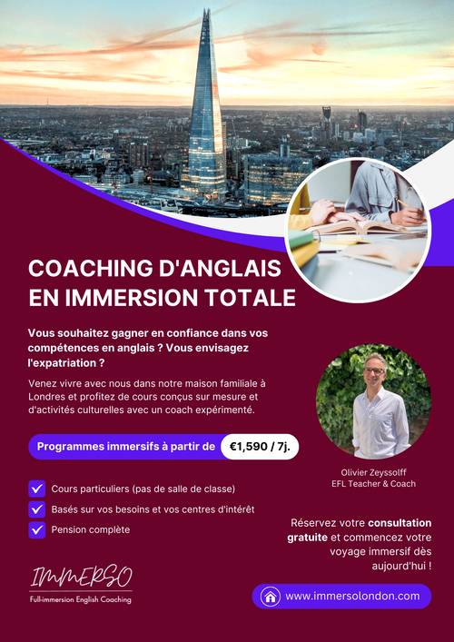 Ameliorer votre anglais en immersion totale a Londres