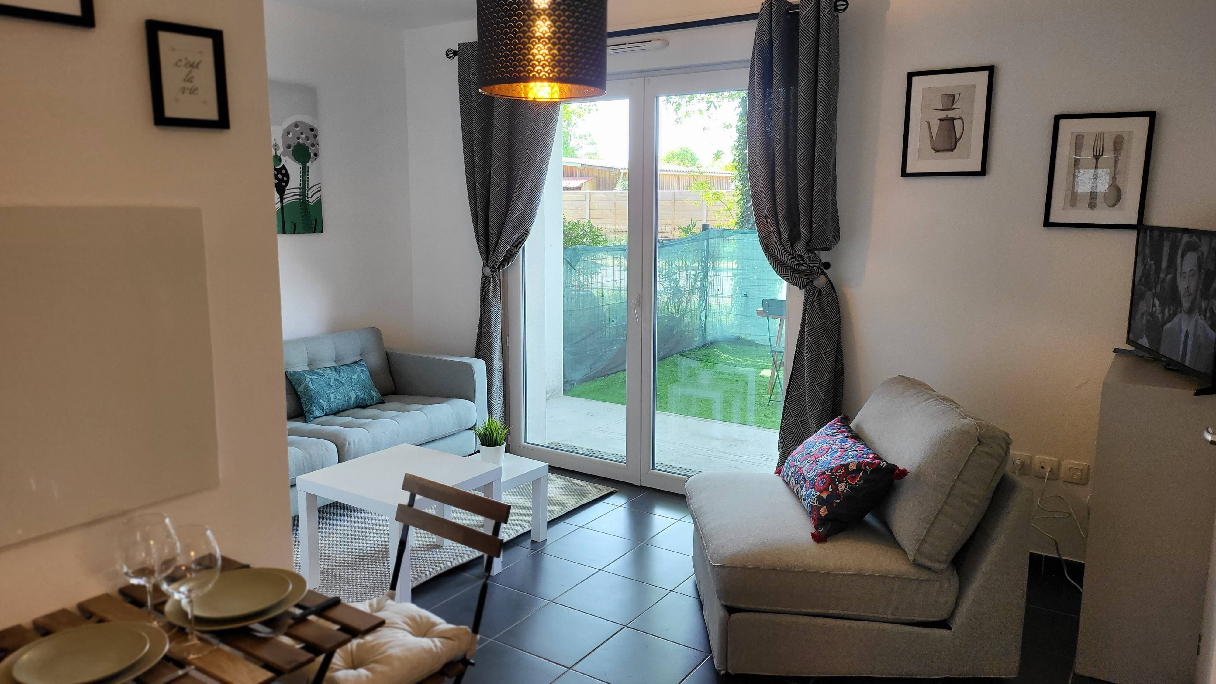 Loue appartement 40m² Lanton - Coeur du Bassin d’Arcachon, T2, 3 couchages, RDC terrasse