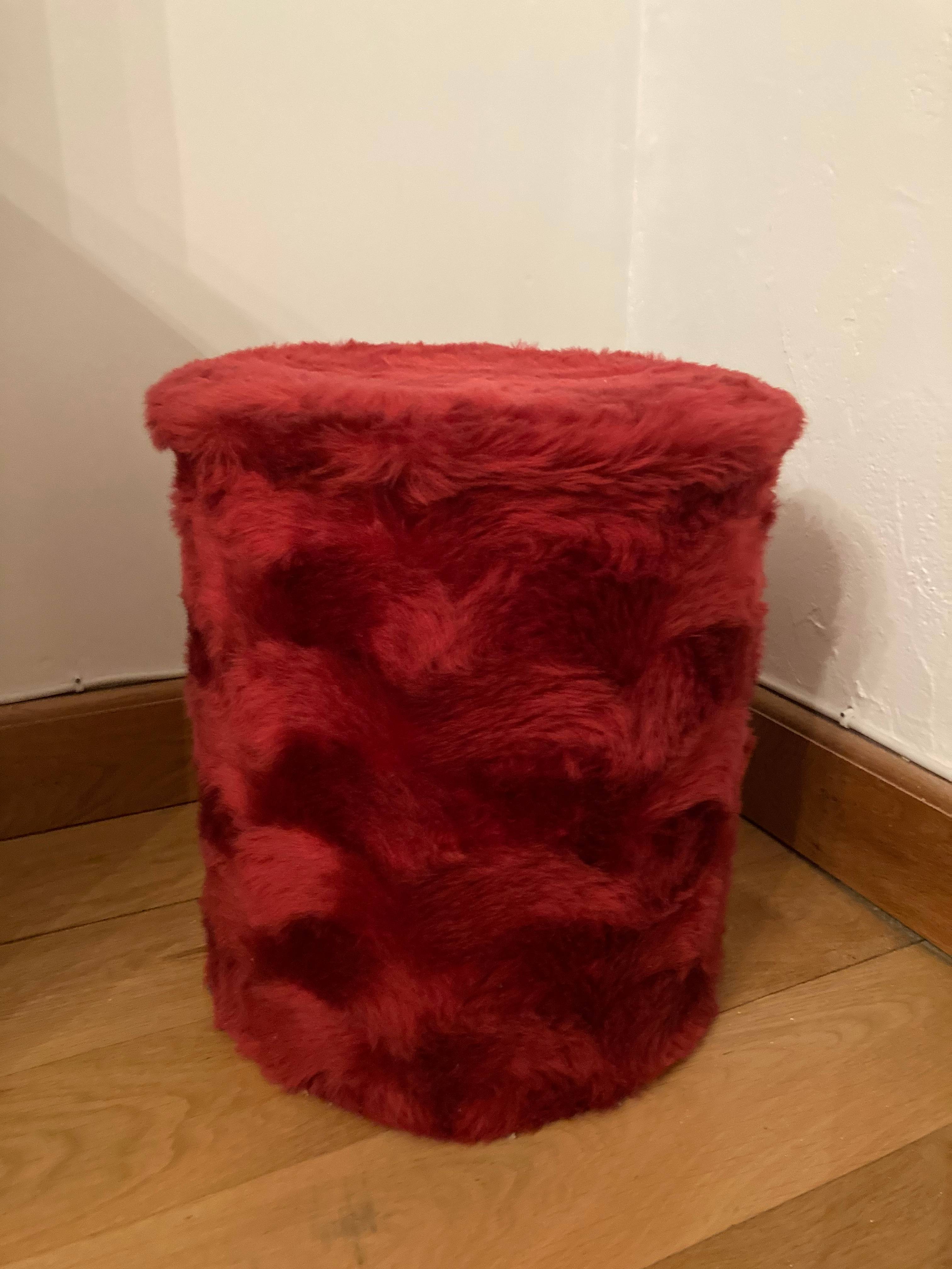 Autrefois Dessus de lit uni 240 x 260 cm Sixtine Rouge - Effet Peau de pêche - Couvre