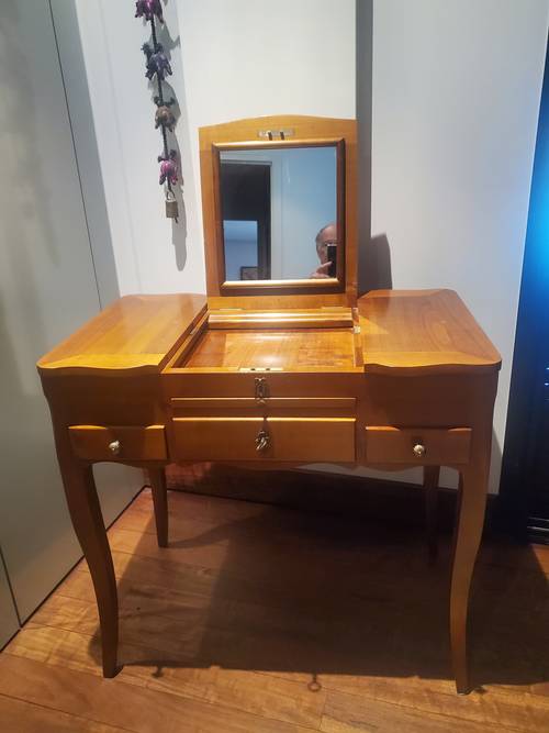 Coiffeuse Marie-Antoinette en merisier massif édition limitée et numérotée fabriquée par Grange N° 588/999