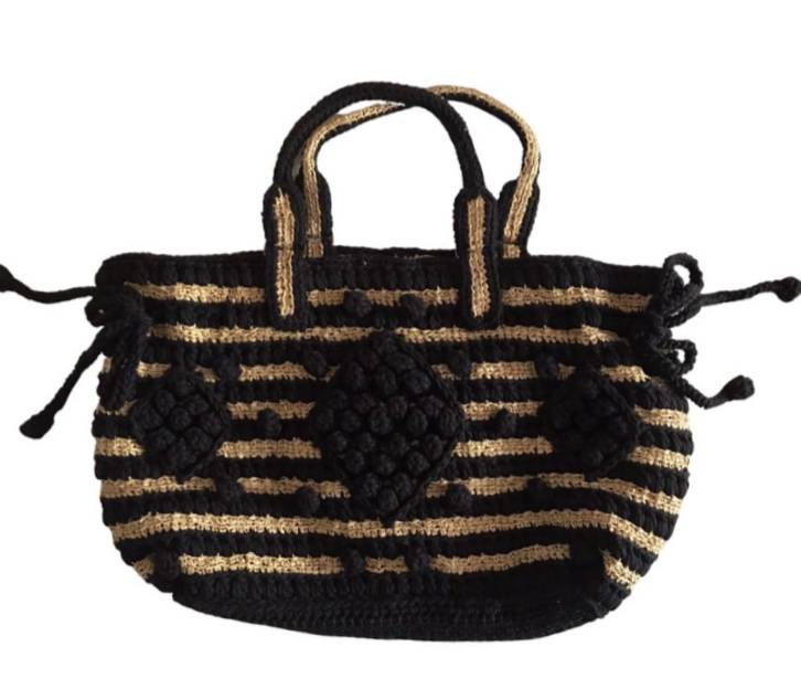Collection DAREL sac raphia et coton noir