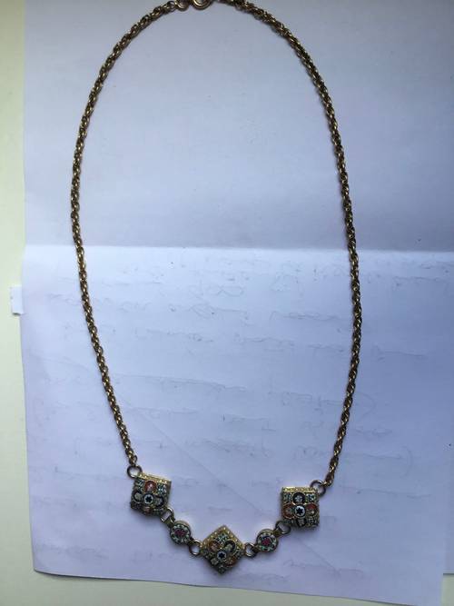Collier plaqué or poinçonné avec pampilles en micro mosaïques