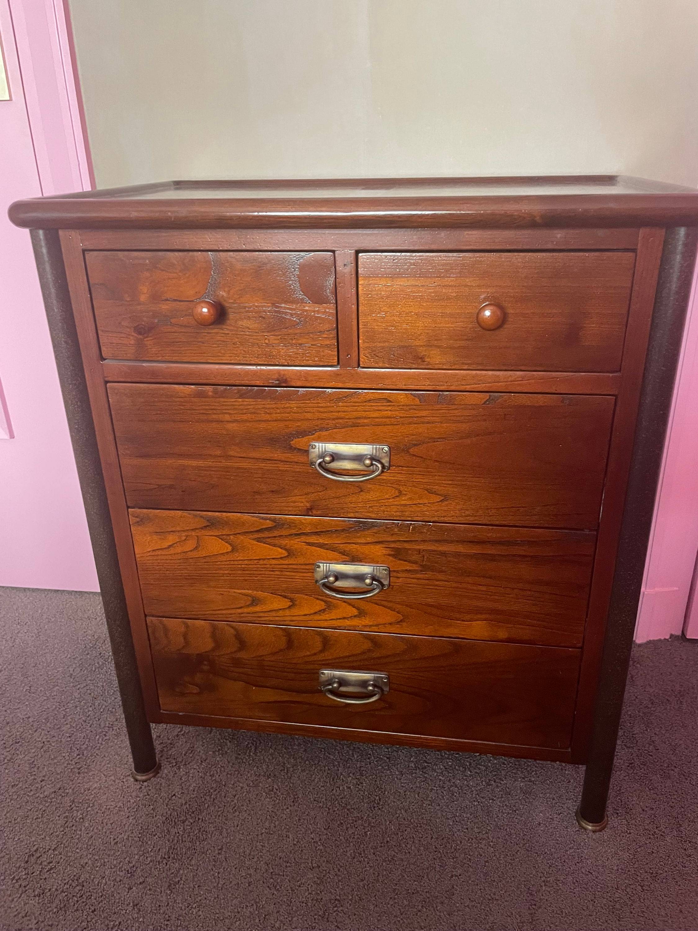 Commode en bois et fer forgé marque Grange