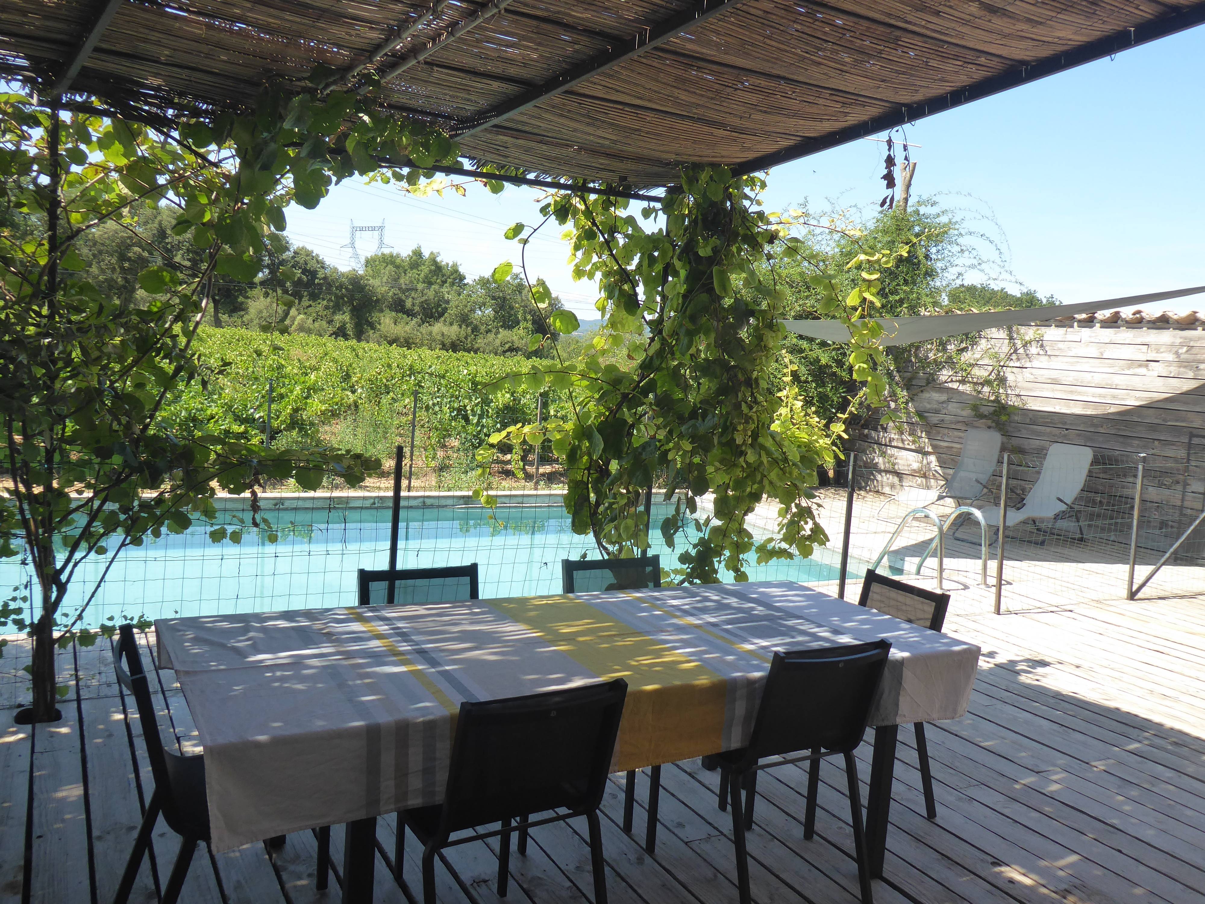 Loue gîtes dans mas en pierre au milieu des vignes et des oliviers, 7 couchages, Bagnols-sur-Cèze (30)