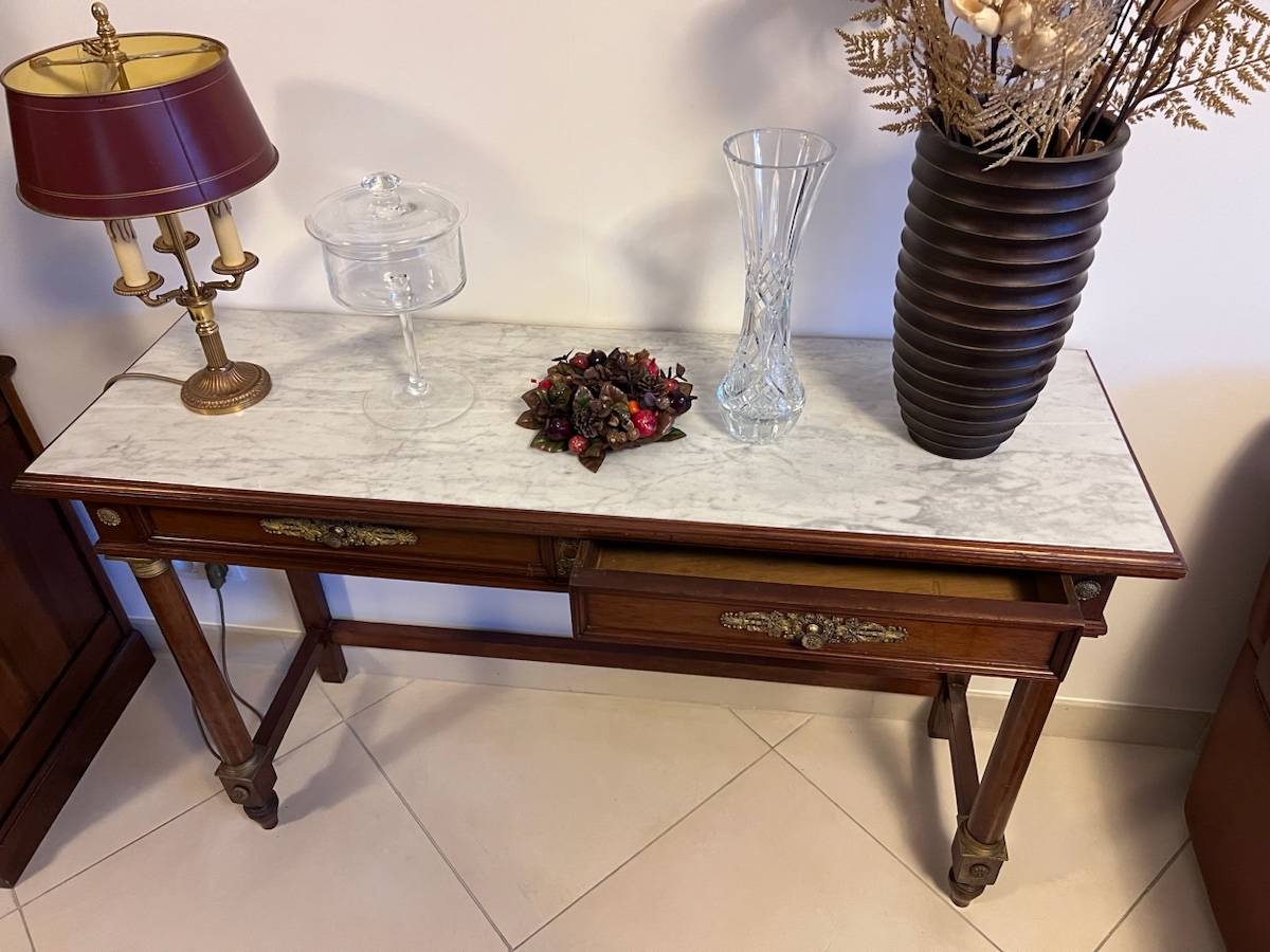 Console marbre et bois