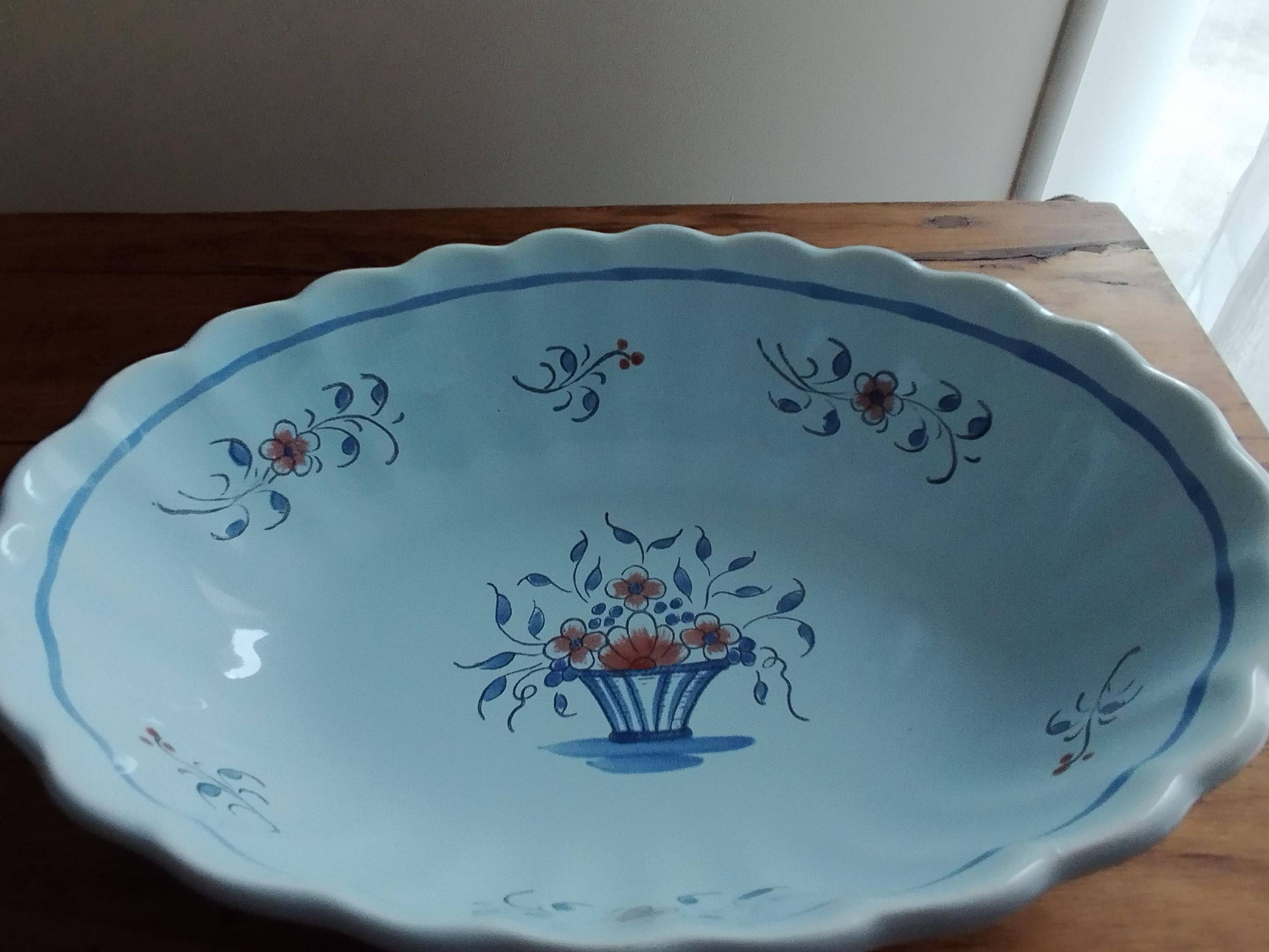 Coupe en faïence de Pornic - Motif fleurs