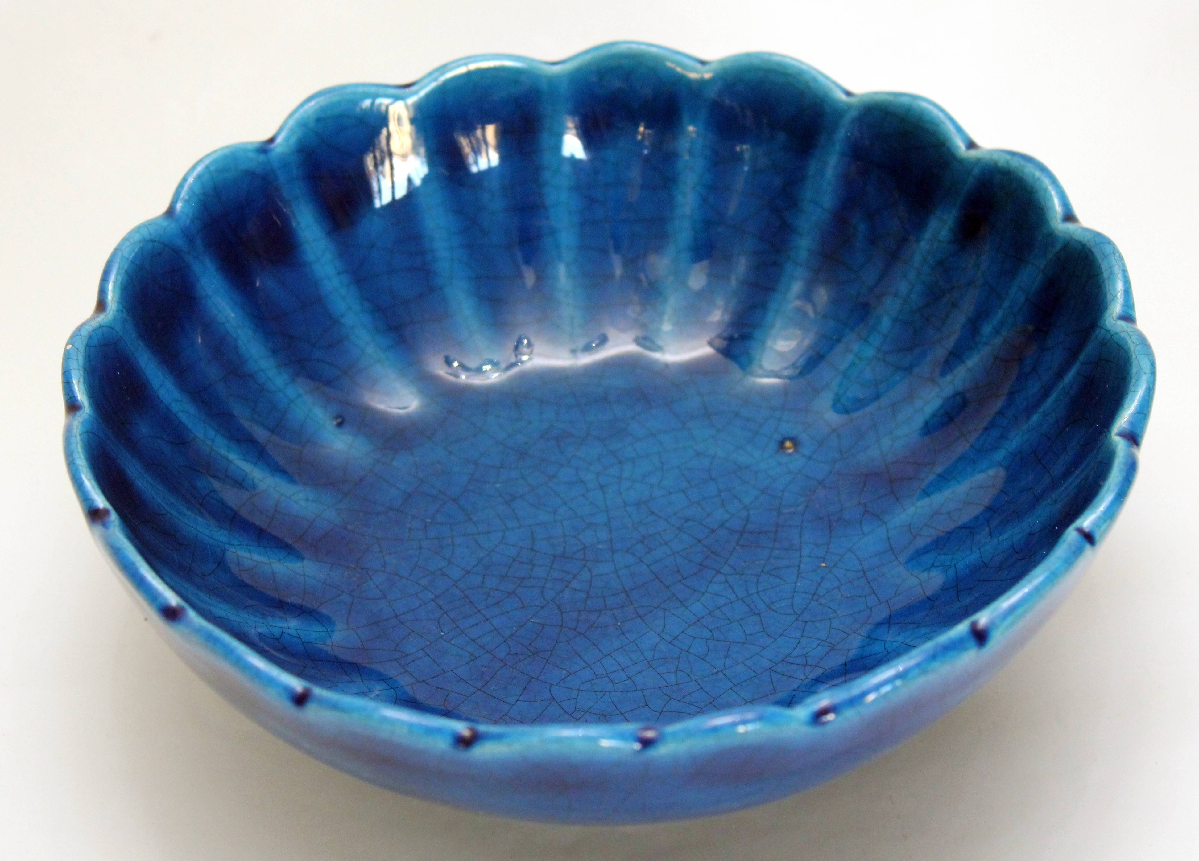 Coupelle céramique bleu craquelé