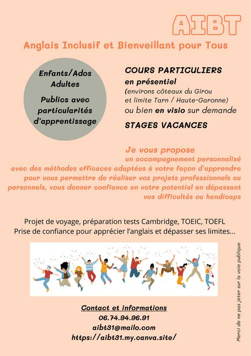 Propose cours d’anglais inclusif et bienveillant pour tous