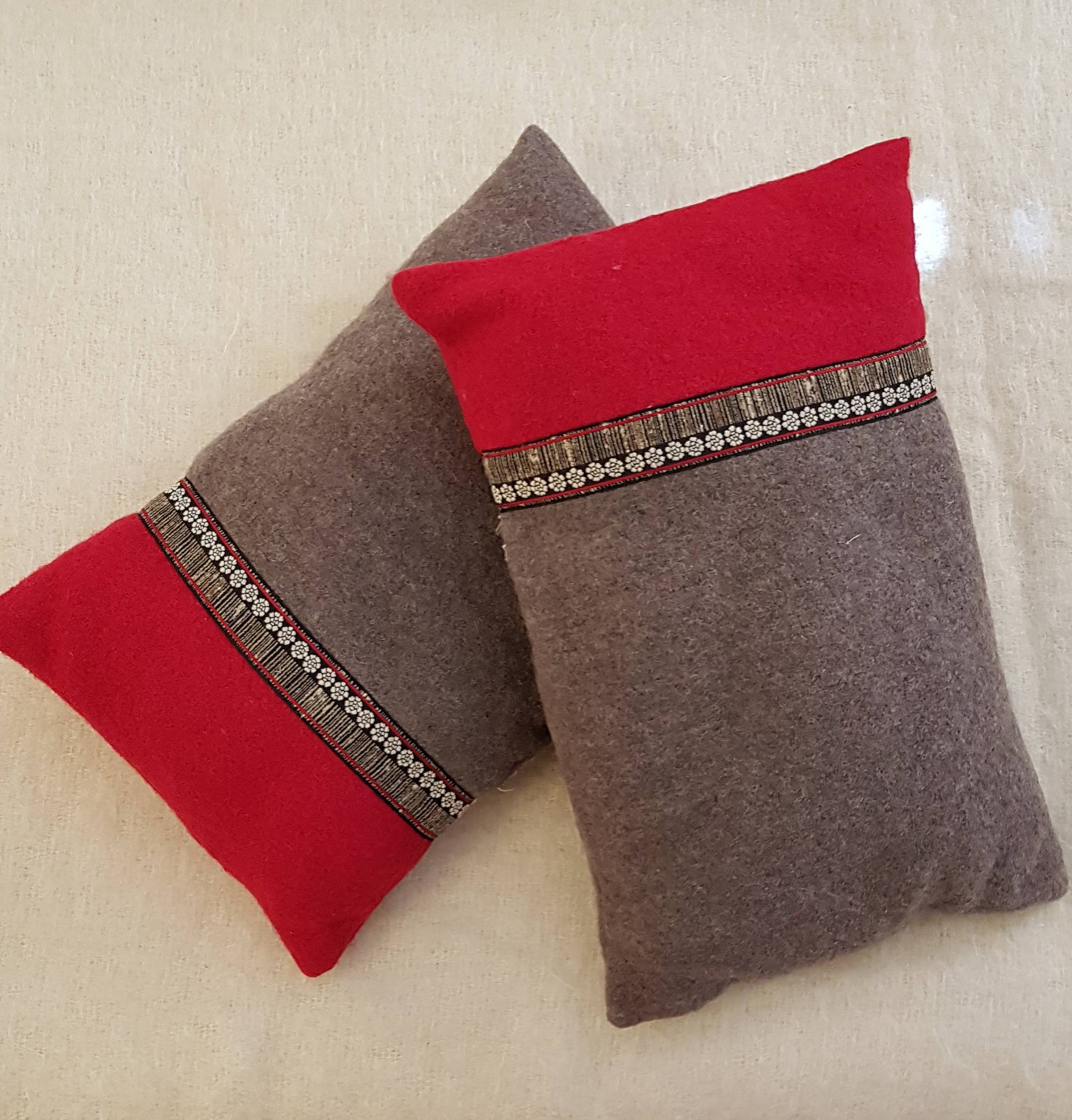 Paire de coussins décoratifs asiatiques vintage à traversins bleus et