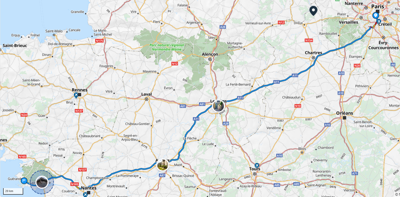 Propose 2 places pour covoiturage de Paris à Guérande le 24 juillet à 17h30