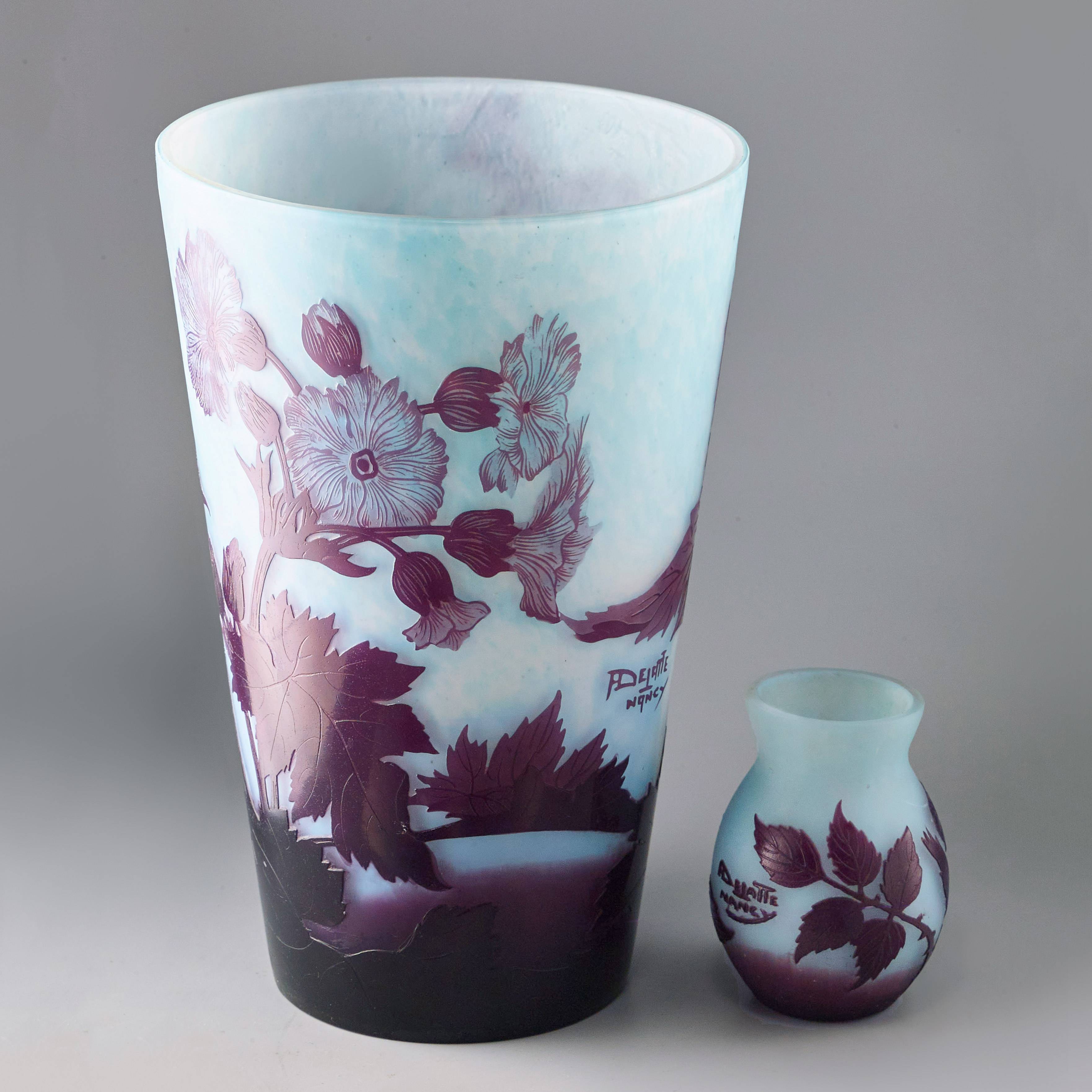 Vase Delatte 26 cm (Gallé, Daum, Lalique…) - Ciselure très fine