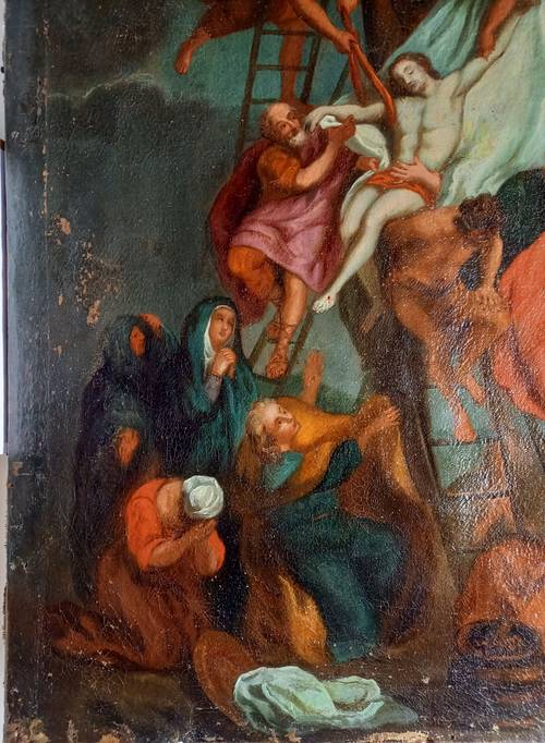 Descente de croix Huile sur toile XVIIème siècle