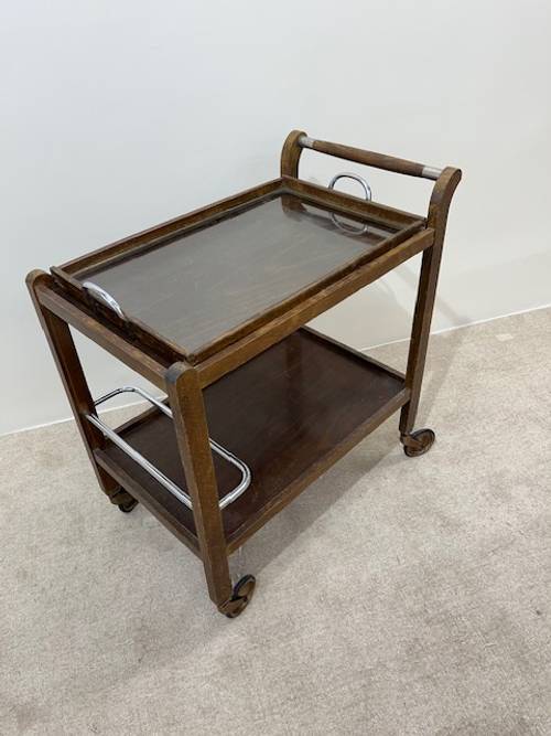 Déserte roulante - table d’appoint plateau amovible,période Art Nouveau