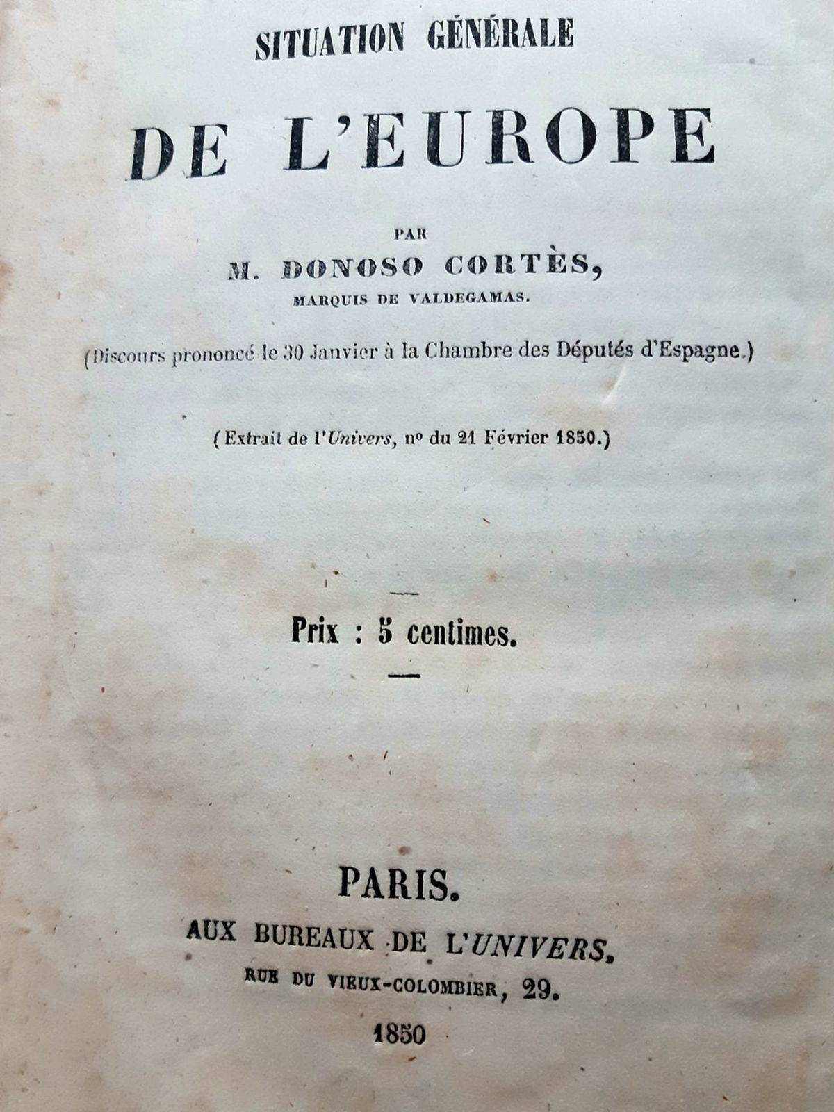 1850 : discours sur l’Europe du Marquis de Valdegamas