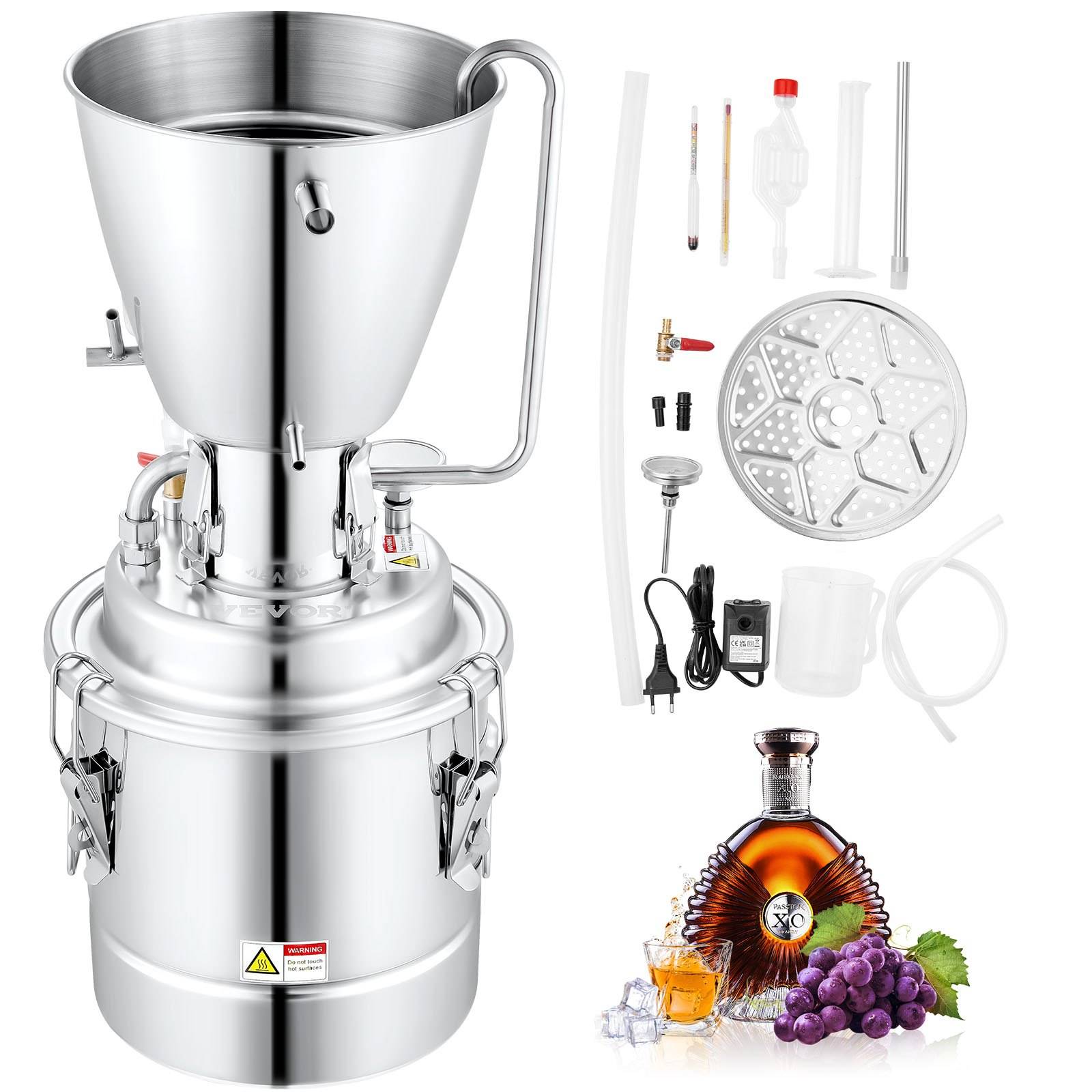 10L Distillateur Alambic Chaudière à Spiritueux Whisky Eau Distillé
