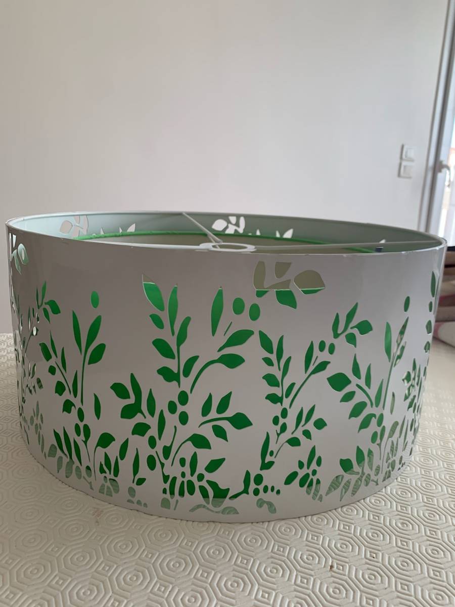 Vends abat-jour double métal et tissu pour suspension