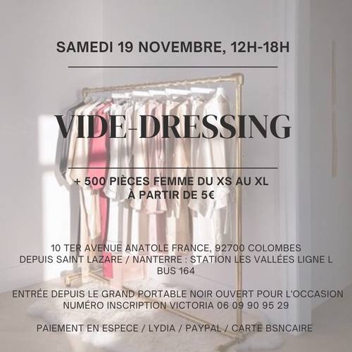 Vide-dressing - stocks influenceuses - samedi 19 novembre - Colombes les vallées