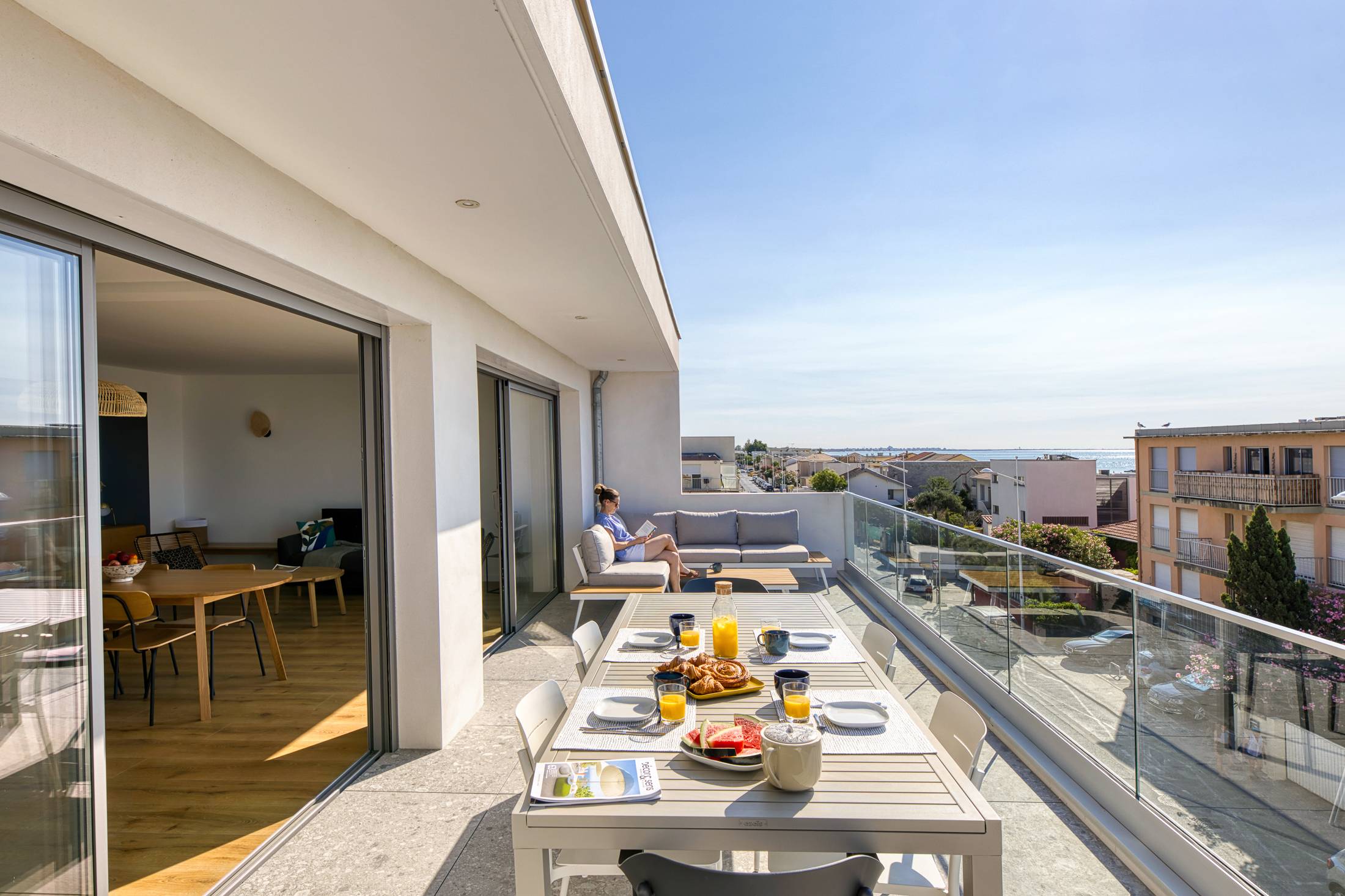 Loue duplex 110m² neuf à 40m grande plage sable fin, terrasse 40m² - 12 couchages, Mauguio (34)