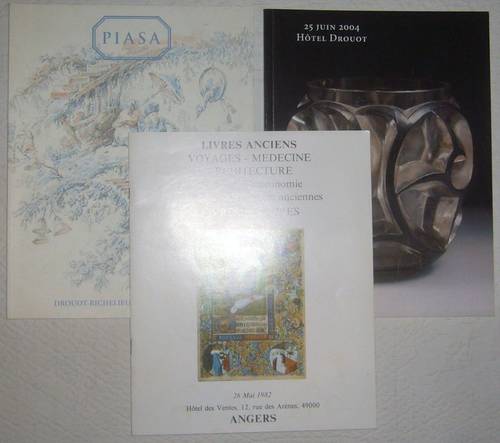 3 catalogues vente Piasa dessins anciens et modernes, livres