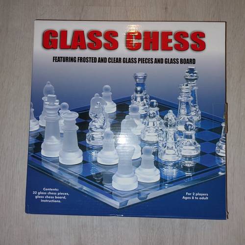 25cm Jeu échec en verre échiquier transparent givré