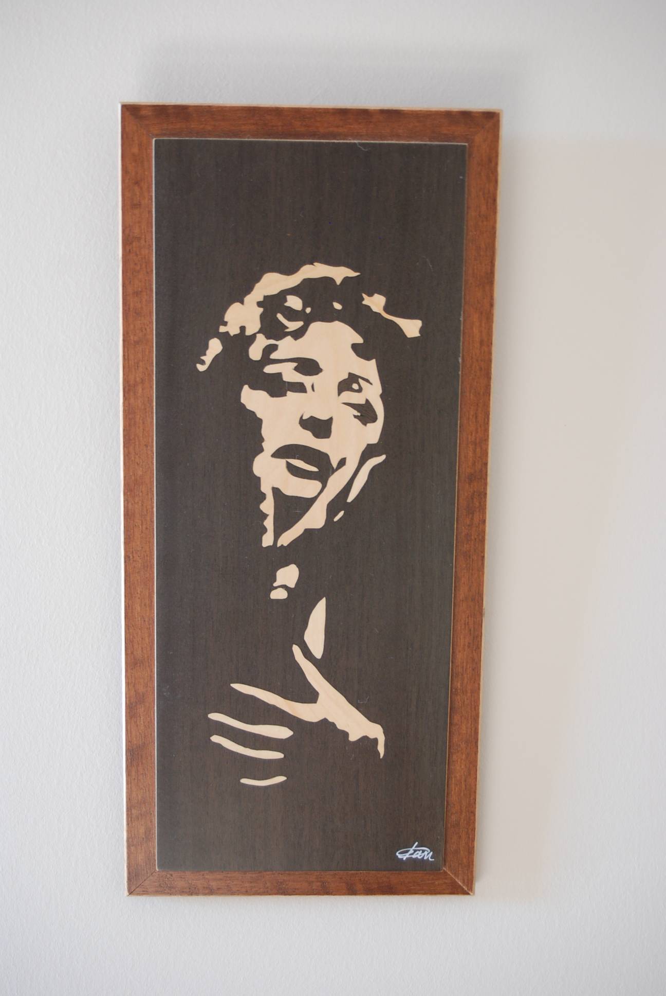 Edith Piaf sur panneau marquetté