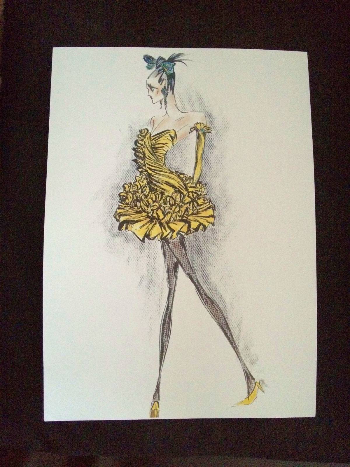 Emanuel UNGARO : belle illustration vintage de mode de presse