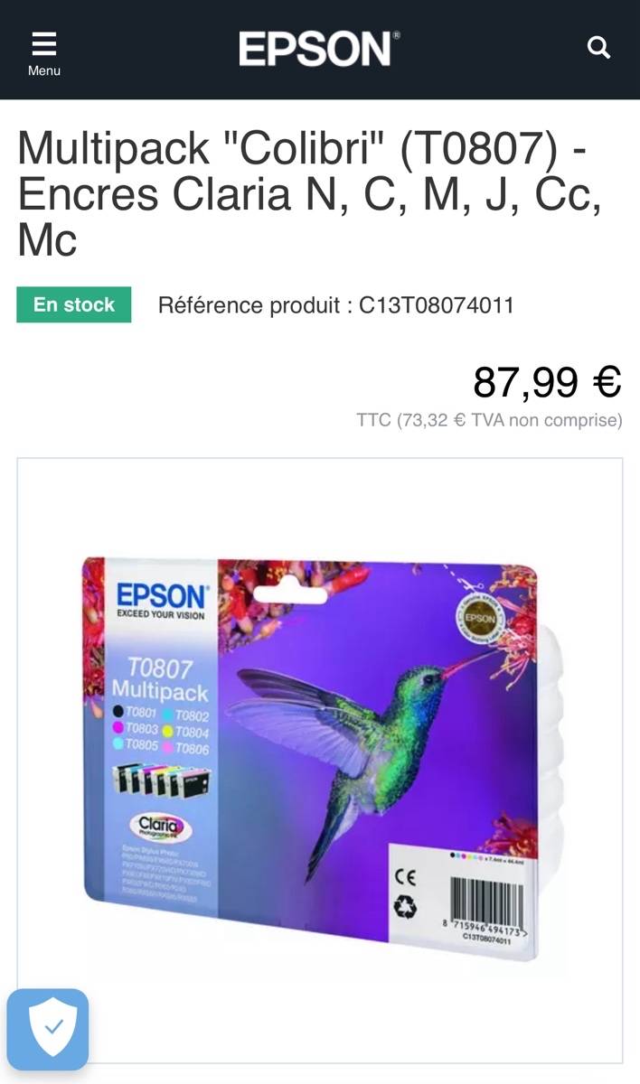 Encre Epson T0807 pack Colibri