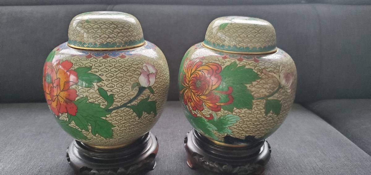 Ensemble de 2 pots cloisonnés
