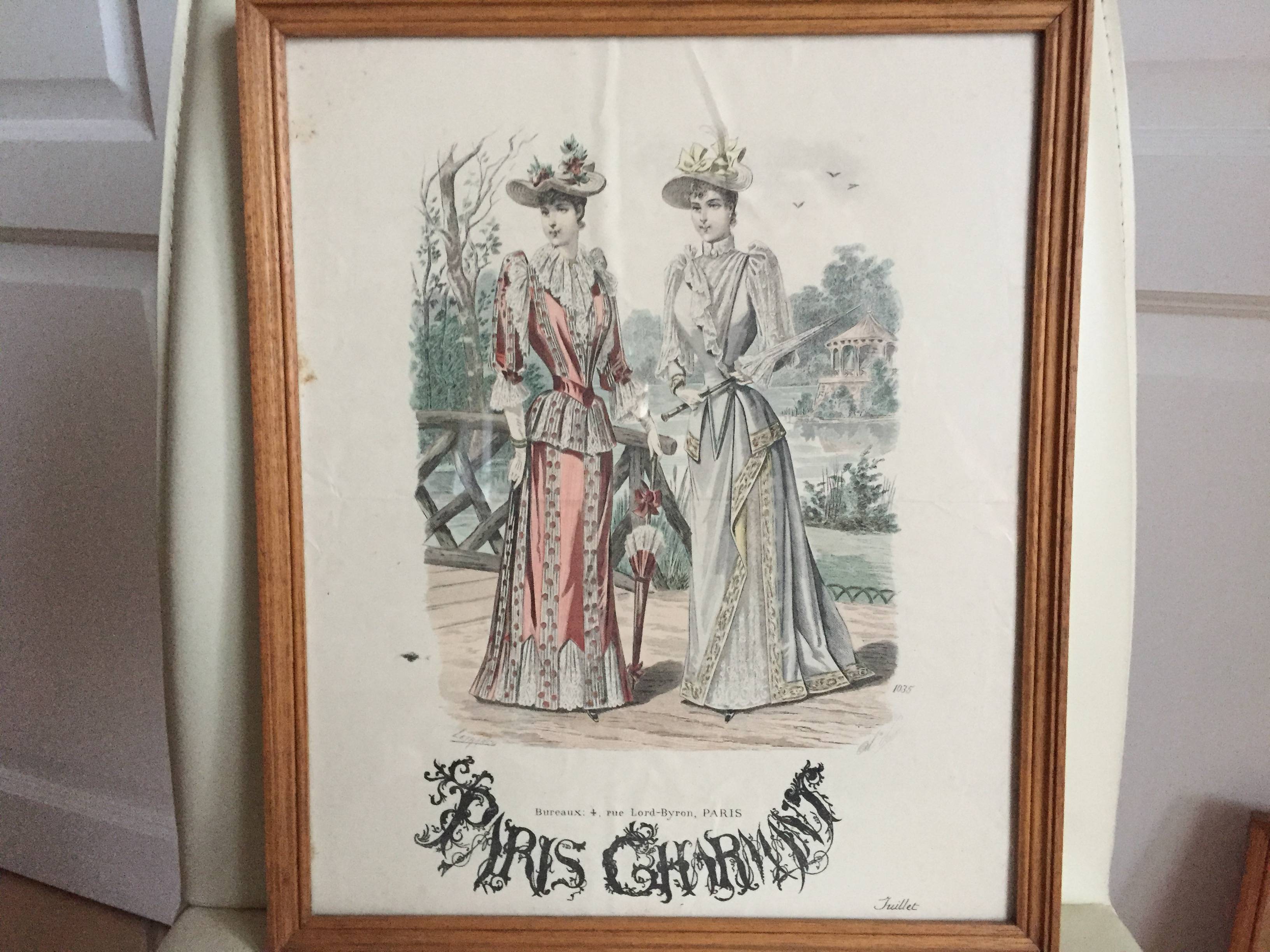 Ensemble de deux gravures de mode fin XIXème encadrées