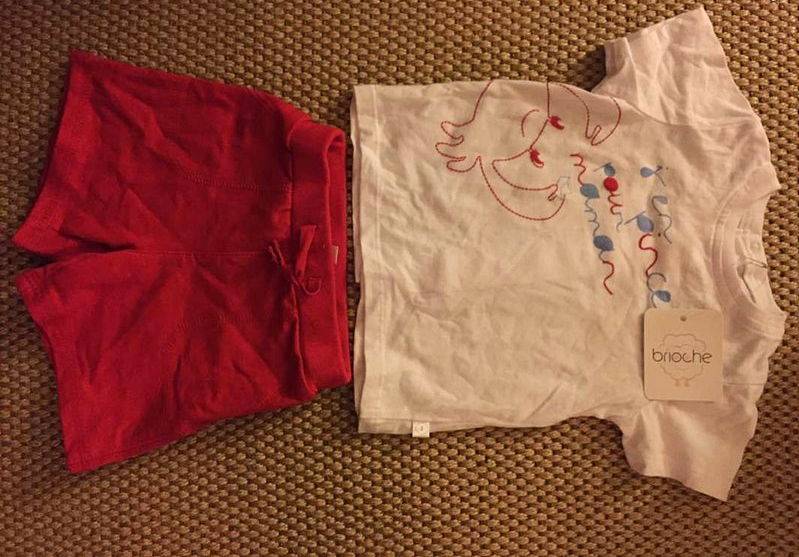 Ensemble NEUF T-shirt + short, taille 6 Mois