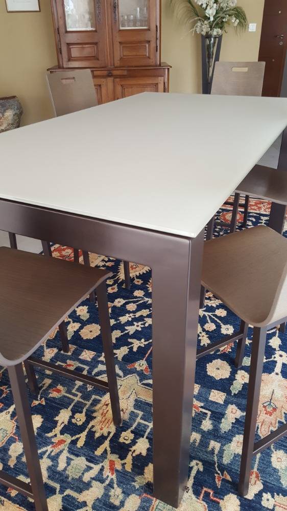 Vends table contemporaine en verre dépoli