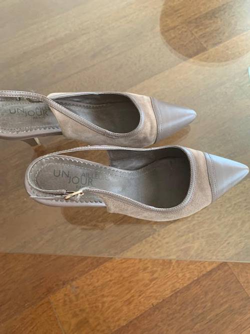 Escarpins daim et cuir - beige/marron - Pointure : 37