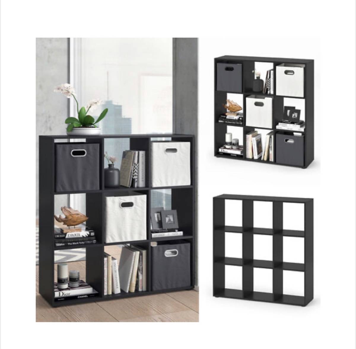 Étagère noire Kallax (3x3 cases) sur Gens de Confiance