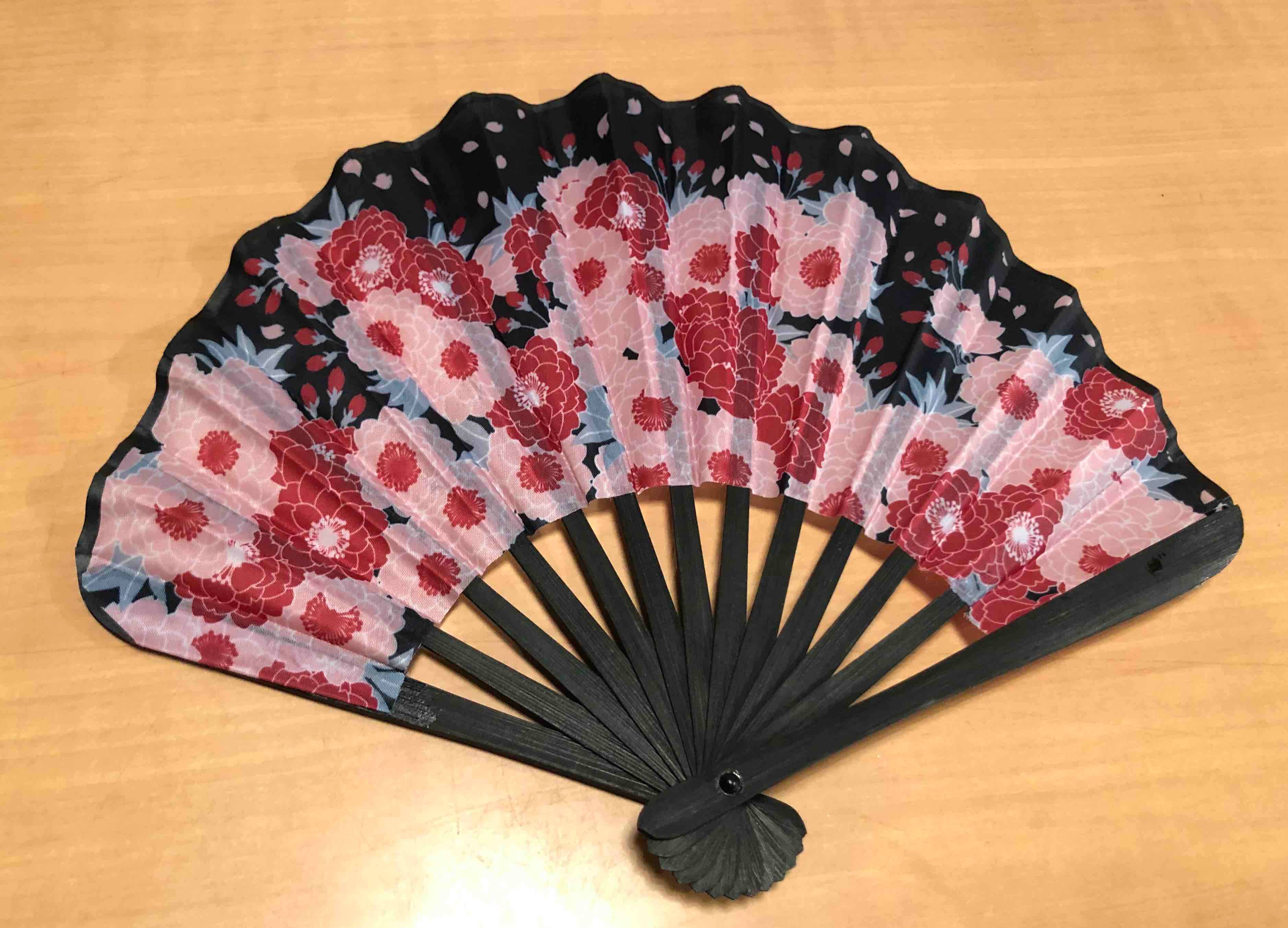 Éventail japonais - motits floraux - neuf