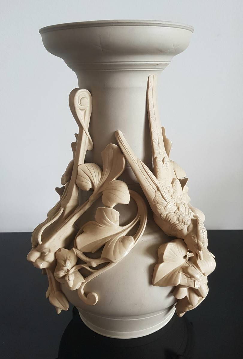 Ancien vase en grès fin du XIX siècle Manufacture Sarreguemines en très bon état