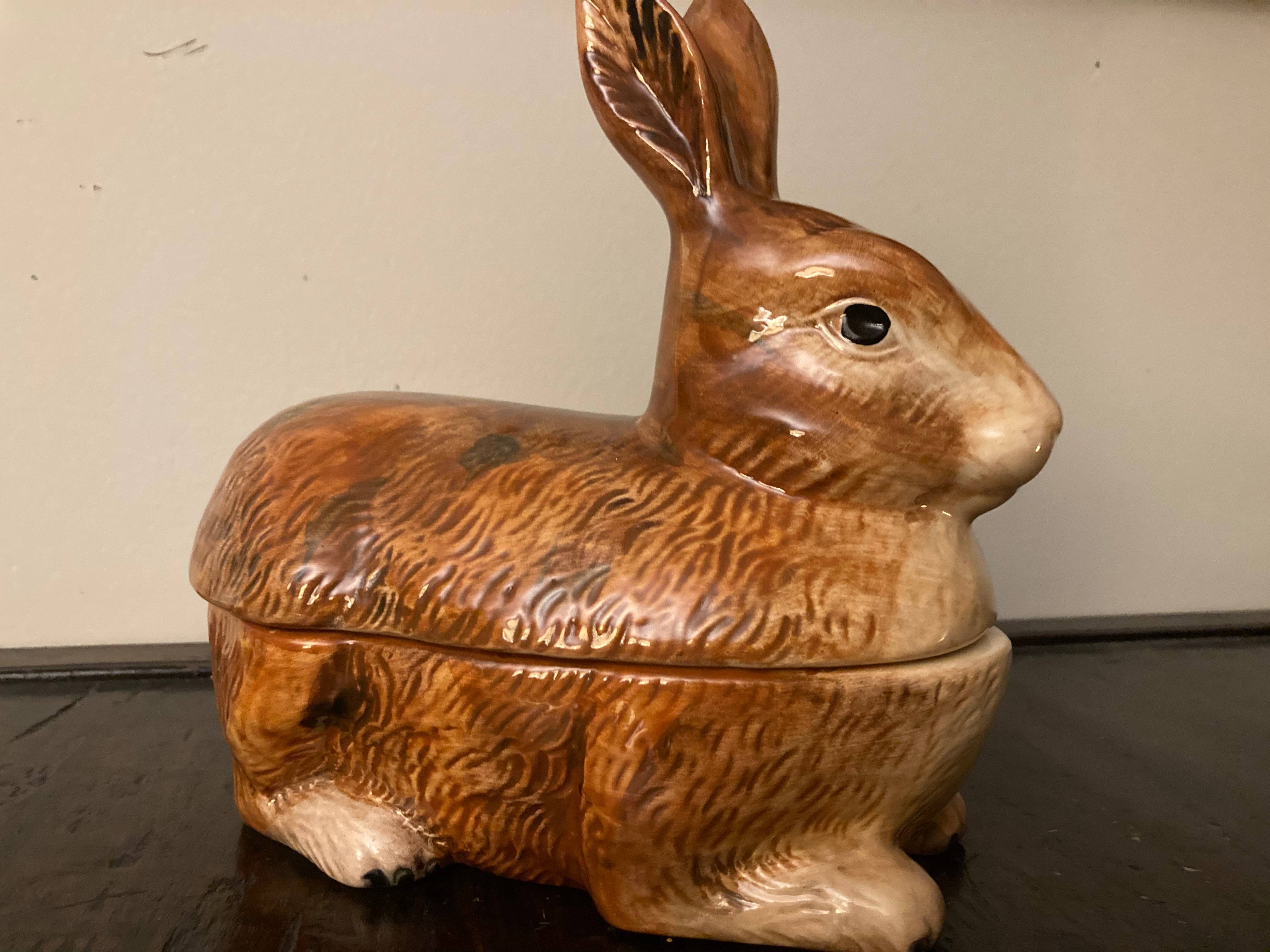 Vends faïence ancienne Michel Caugant, lapin, terrine ou décoration