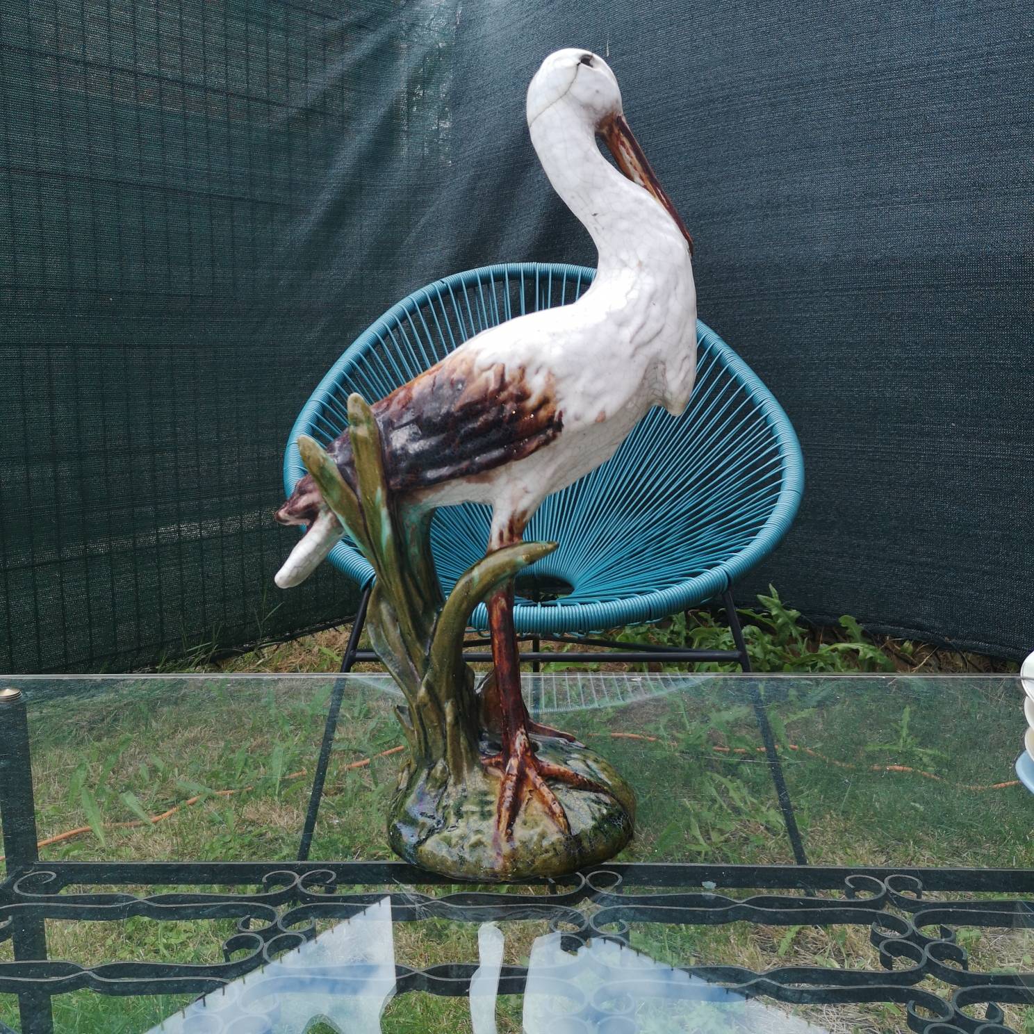 Épi de faîtage Poterie du Mesnil de Bavent - Cigogne 19ème siècle