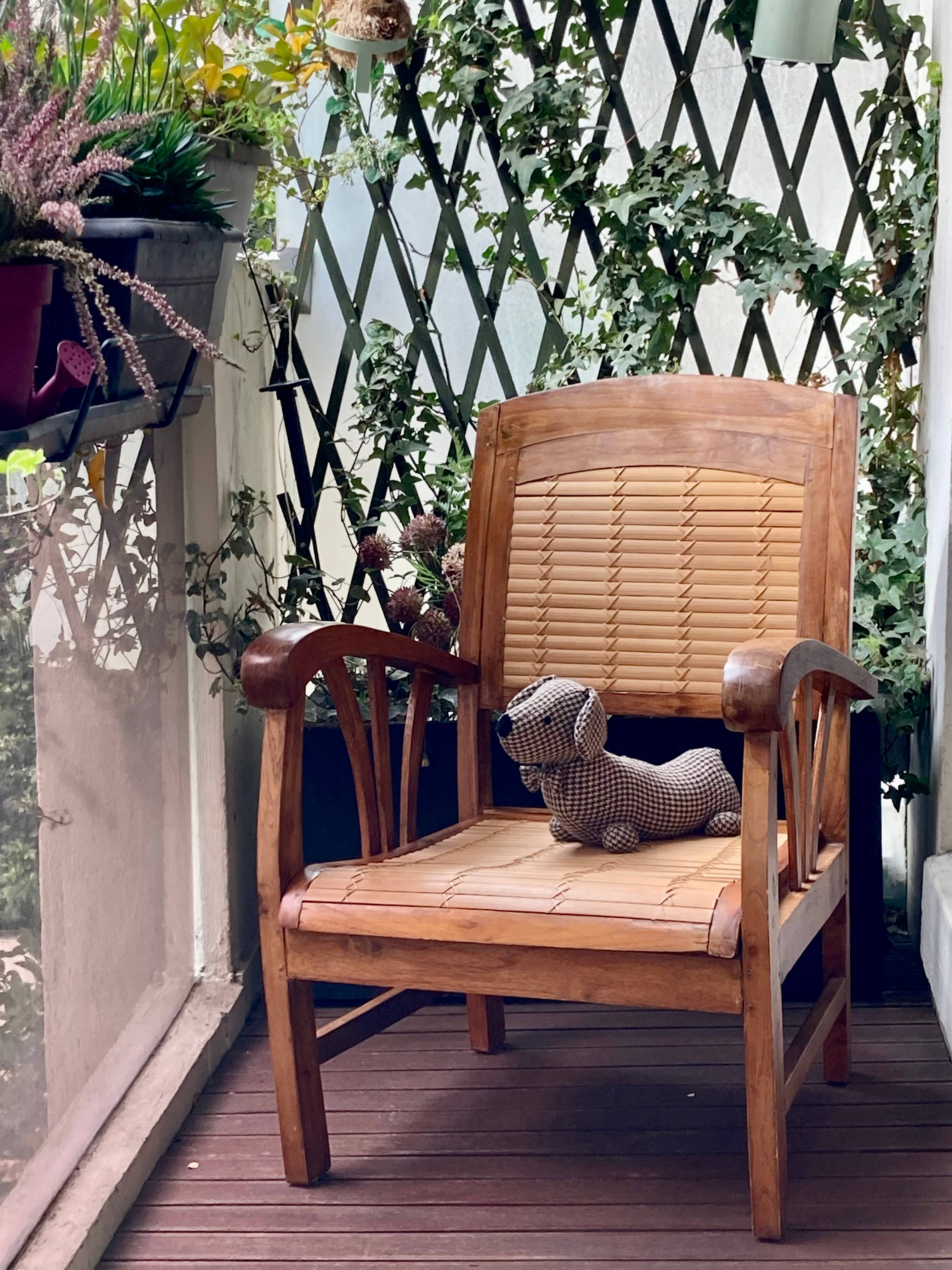 Fauteuil colonial - teck et bambou