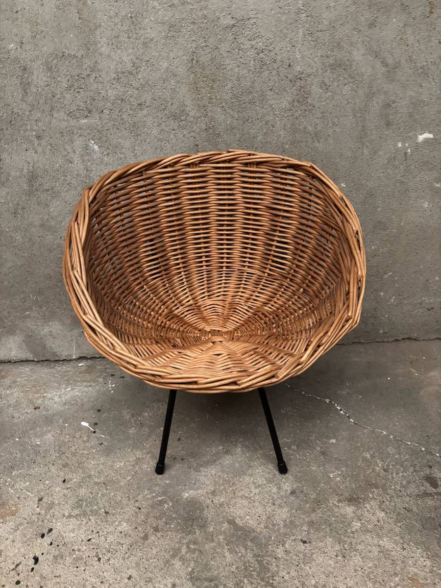 Fauteuil enfant en osier vintage design